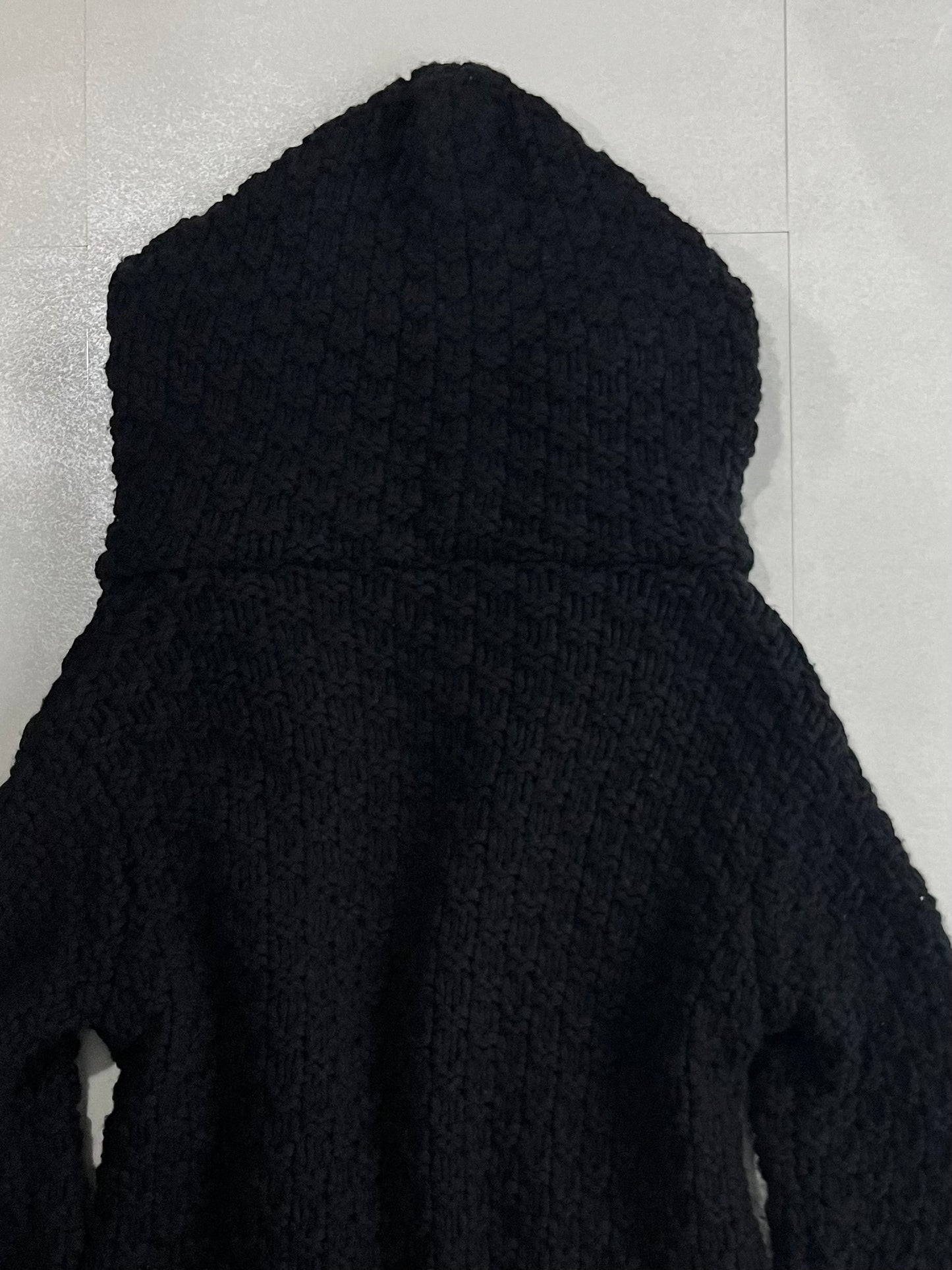 PHENOMENON Black Alpaca Blend Big Hood Cardigan Size L