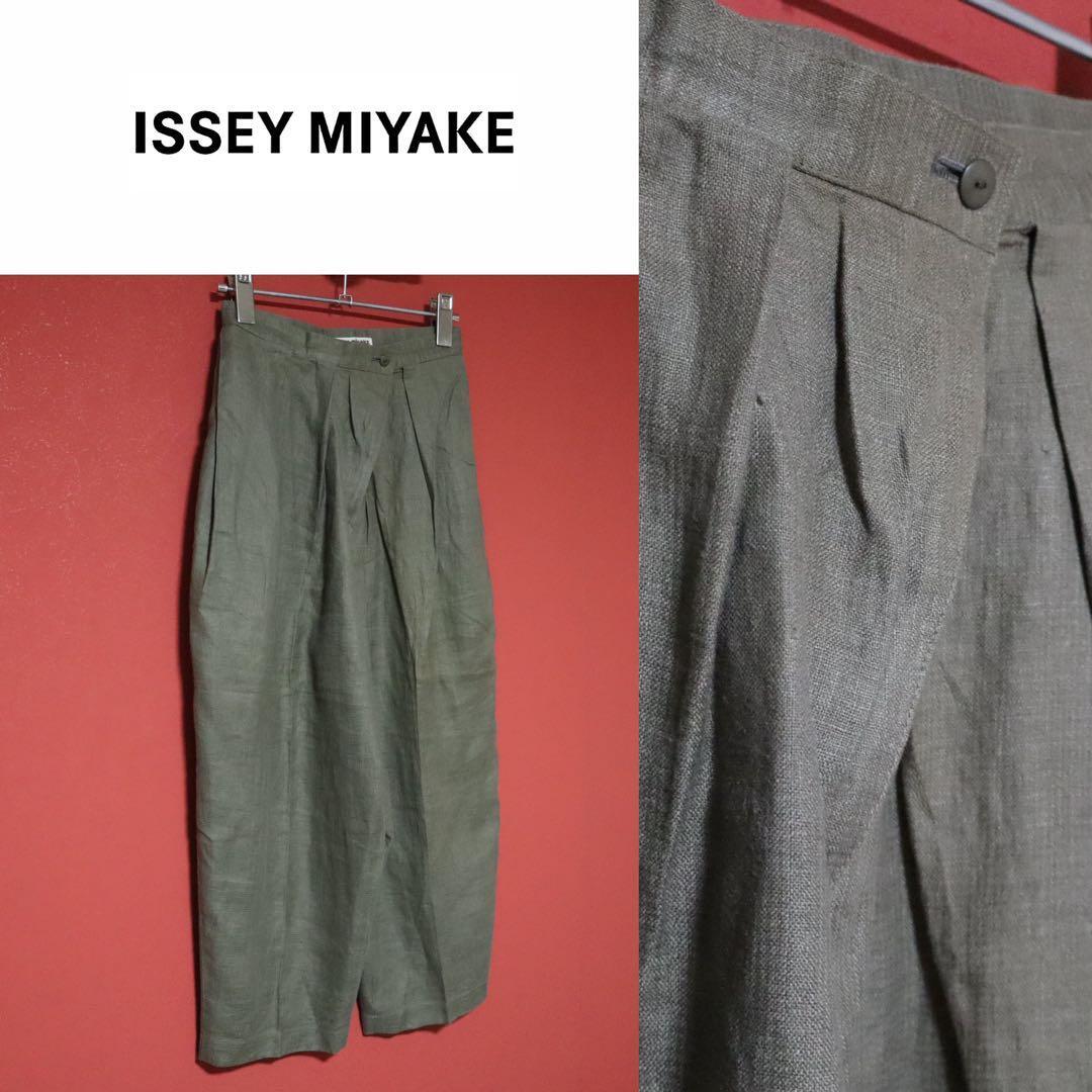 ISSEY MIYAKE 70s Asymmetric Linen Wrap Wide Pants Size 9