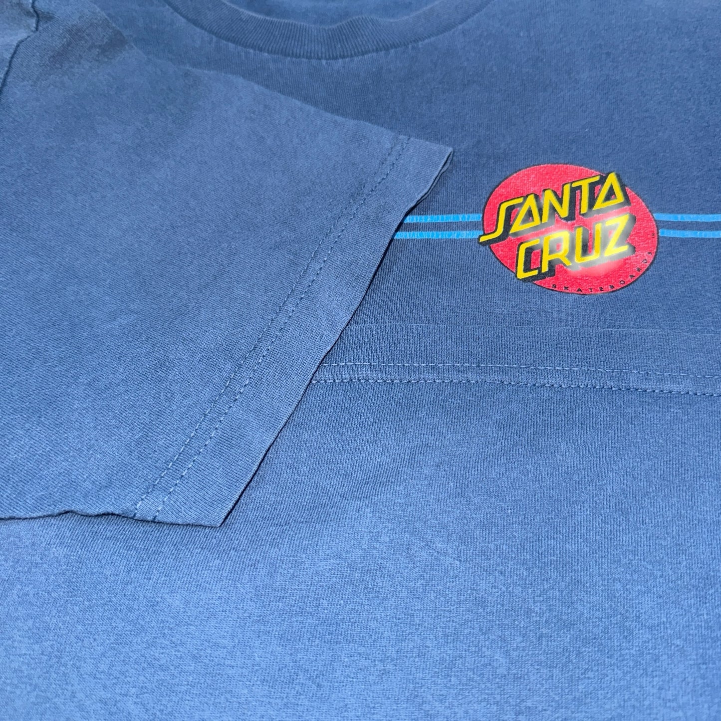 SANTA CRUZ 00s "SCREAMING DOT" Vintage Fade Blue Size LXL