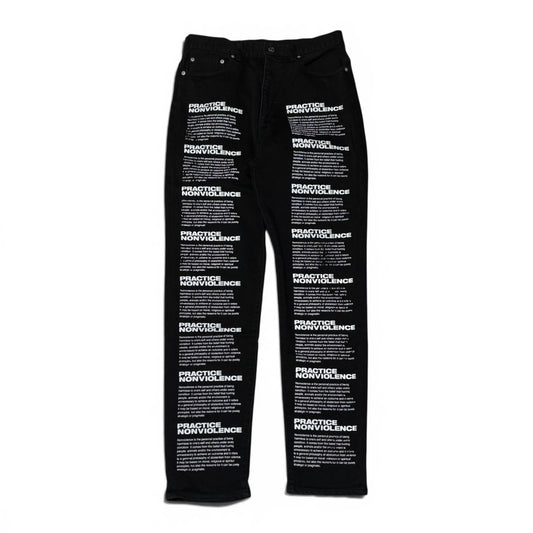 Vintage MISTERGENTLEMAN Black Cotton Graphic Pants Size 32