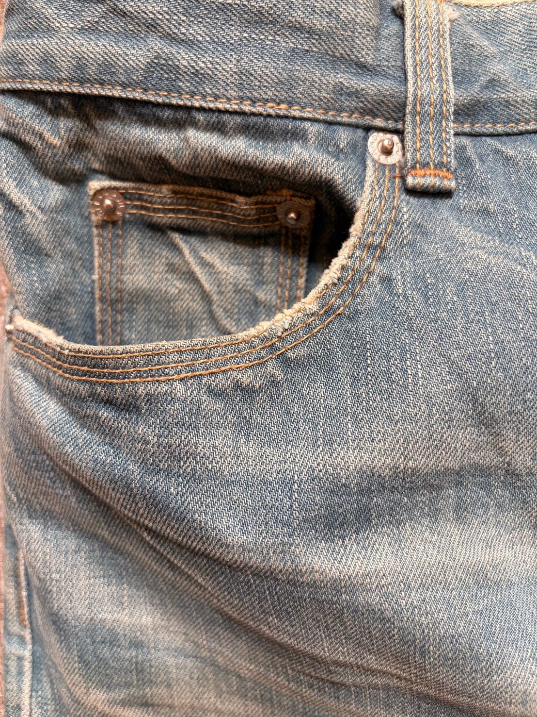 JILSANDER Distressed Denim Pants Indigo Size XL