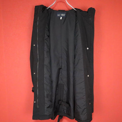 ARMANI JEANS Black Belted Hooded Padded Coat Size S