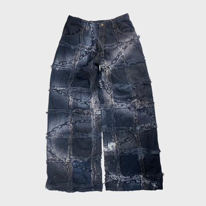 REMAKE Reconstructed Patchwork Chain Black Baggy Size 31