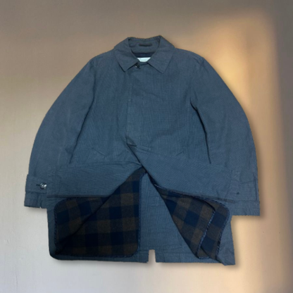 kolor Dark Gray Bal Collar Coat Checkered Liner