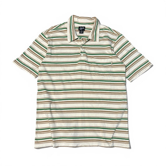 Vintage 00s Stussy Multi Border Polo Shirt Size M