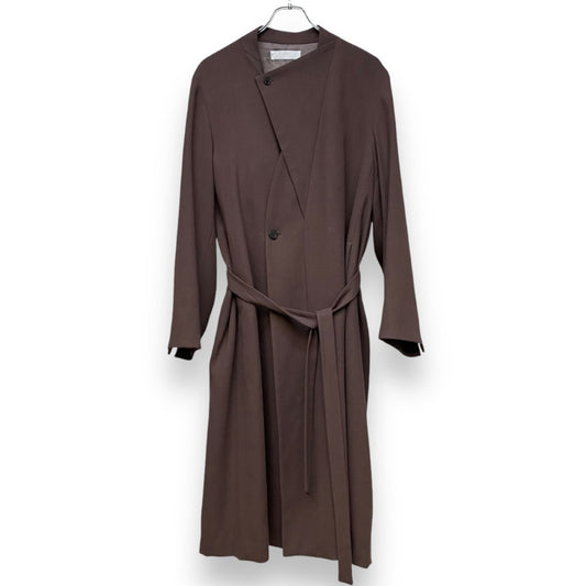 ETHOSENS Layer Collar Wool Coat Brown