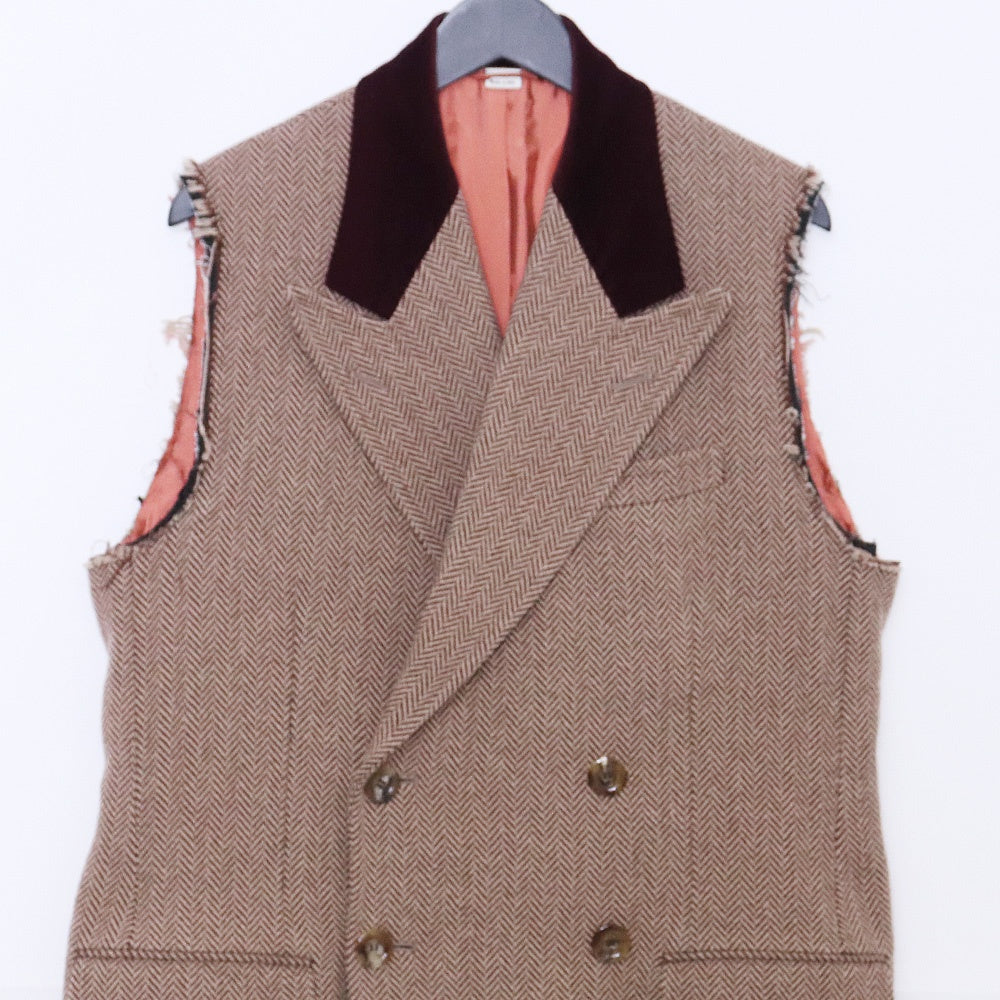 GUCCI Houndstooth Double Breasted Vest Brown Size 44