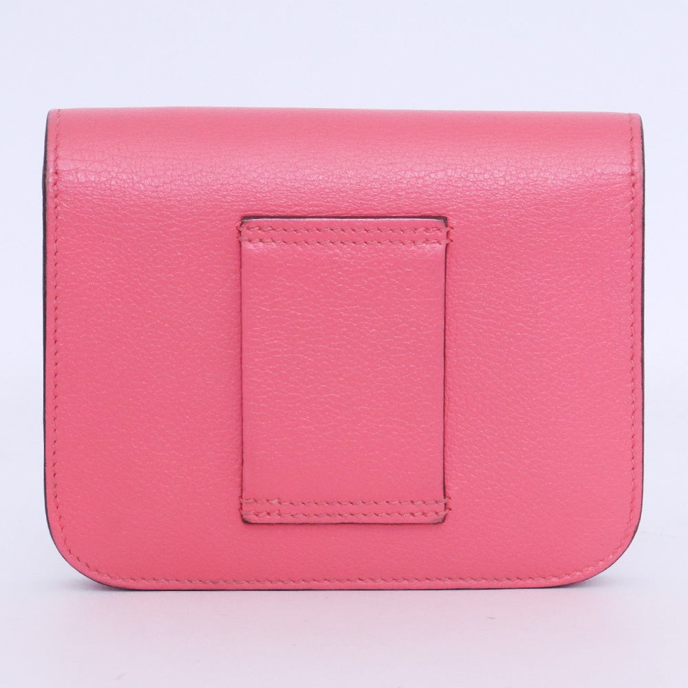 Hermes Constance Slim Wallet Bag Pink Size F