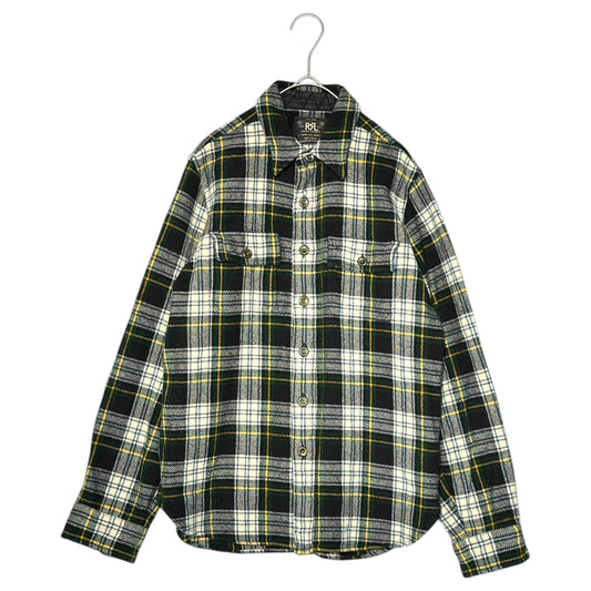 RRL Tartan Check Elbow Patch Wool Flannel Shirt Size M