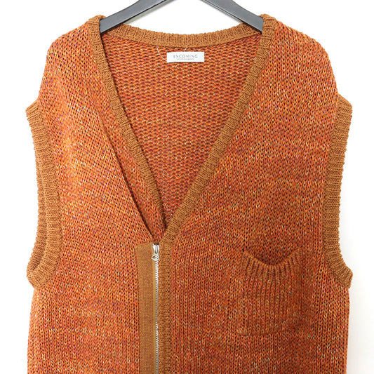 ENCOMING 23SS Knitted Asymmetric Vest Orange Size M