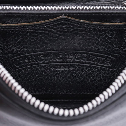 CHROME HEARTS REC F Zip Black Leather Plain Wallet Size F