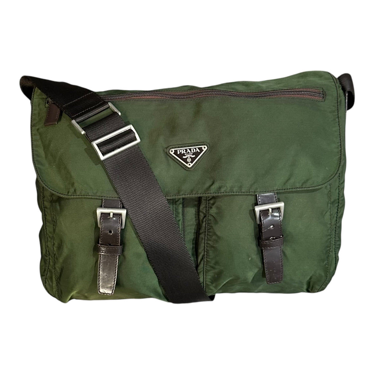 PRADA Nylon Messenger Bag Khaki