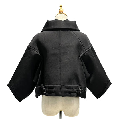 COMME des GARCONS 05SS Wool Bonding Wide Coat Black Size M