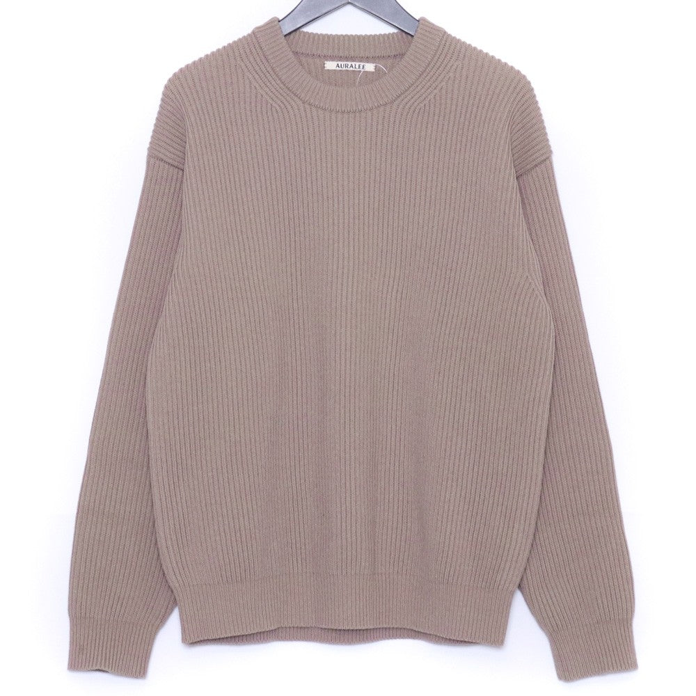 AURALEE 20AW Super Fine Wool Rib Knit Light Brown Size 4