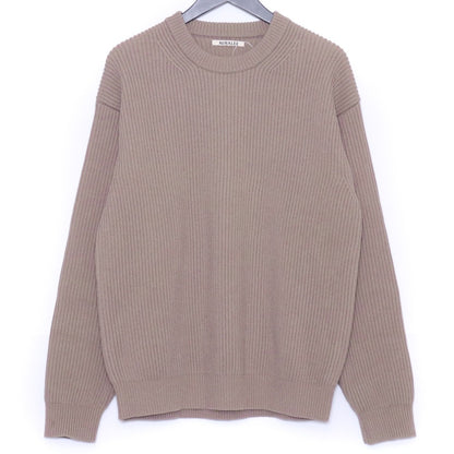 AURALEE 20AW Super Fine Wool Rib Knit Light Brown Size 4