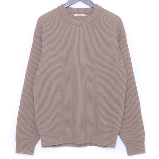 AURALEE 20AW Super Fine Wool Rib Knit Light Brown Size 4