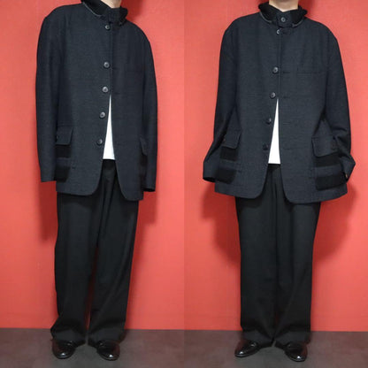 ISSEY MIYAKE MEN 08AW Knit Panel Stand Collar Coat Size 5
