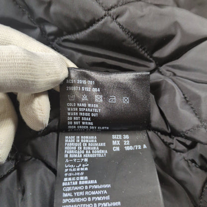 PRADA Black Quilted Zip Detail Nylon Padded Coat Size 36