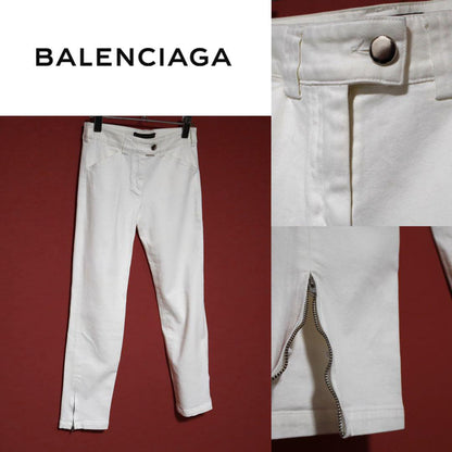 Balenciaga Vintage Hem Zip White Denim Size 34