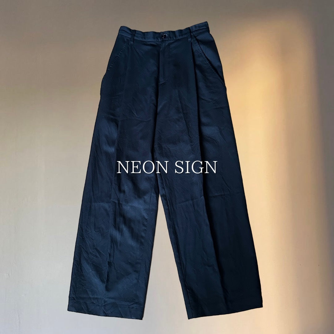 NEON SIGN 21AW Black 100% Wool Draped Wide Slacks