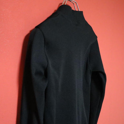 COMME des GARCONS 80s Black Rib Knit Mock Long Top Size FREE