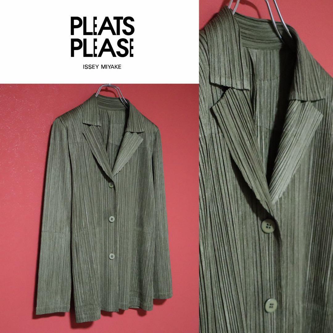 PLEATS PLEASE 08AW Pleated Tailored Blazer Green Size 3
