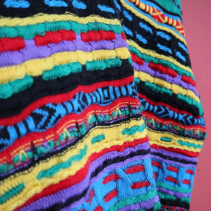Coogi Vibrant Multi-Color 3D Knit Sweater Size SS