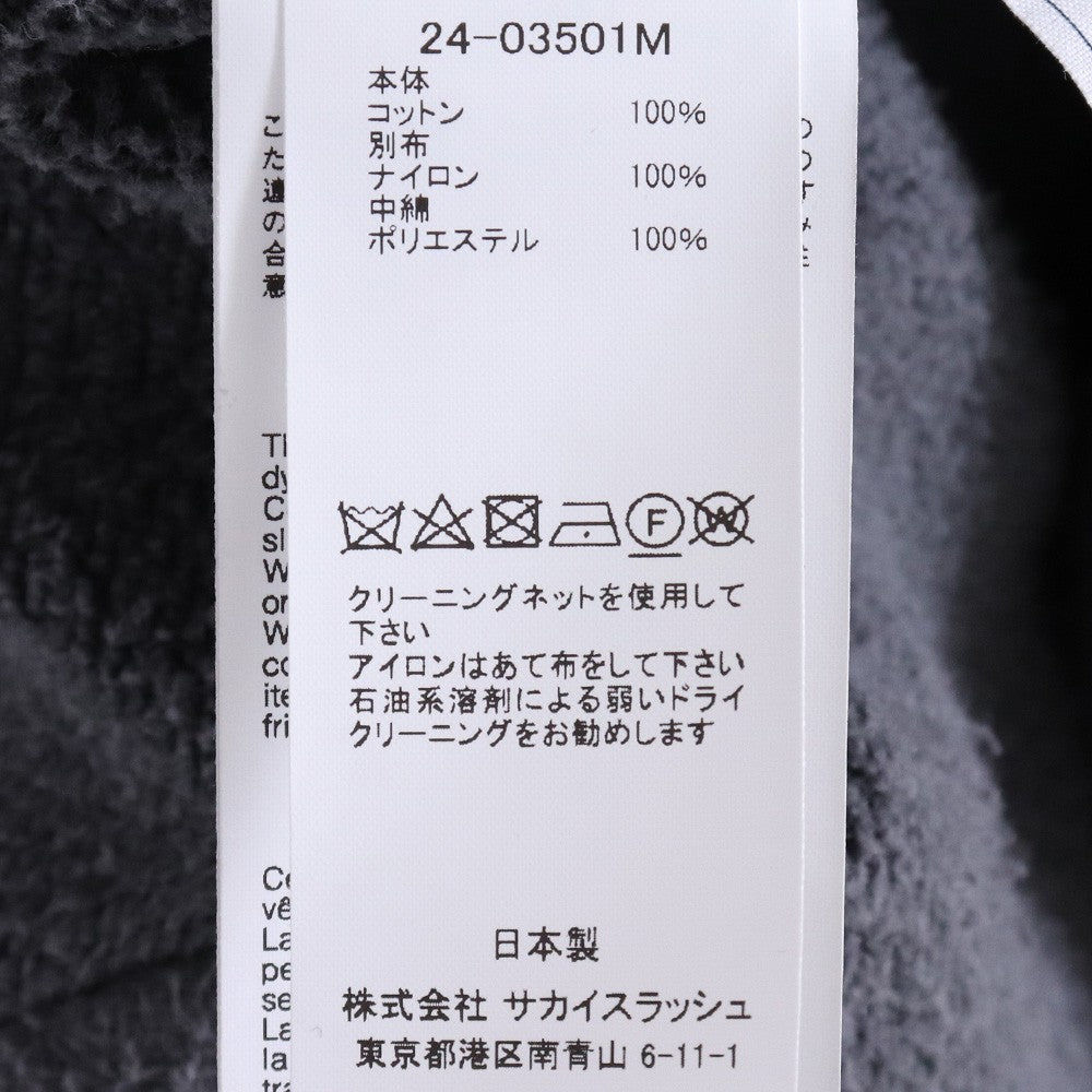 SACAI 24AW Garment Dye Cotton Jersey Zip Hoodie Gray Size 1