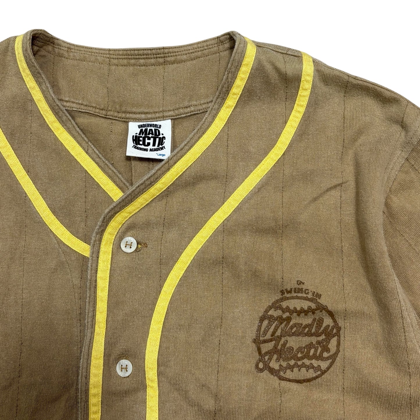 Vintage 00s Madhectic Green Terry Baseball Shirt Size LARGE