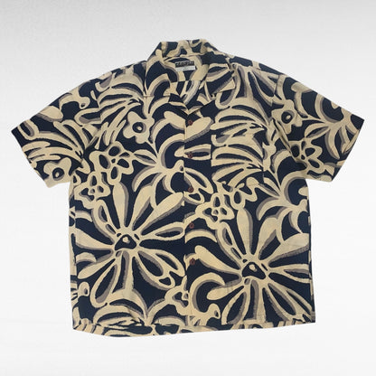 ZEN-JAC All-Over Print Open Collar Shirt Size XL