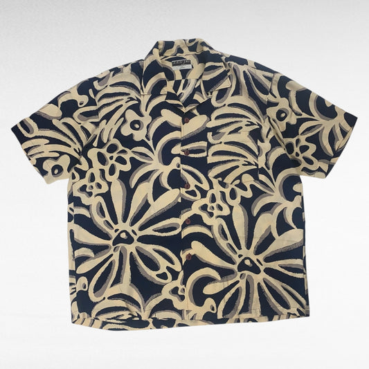 ZEN-JAC All-Over Print Open Collar Shirt Size XL