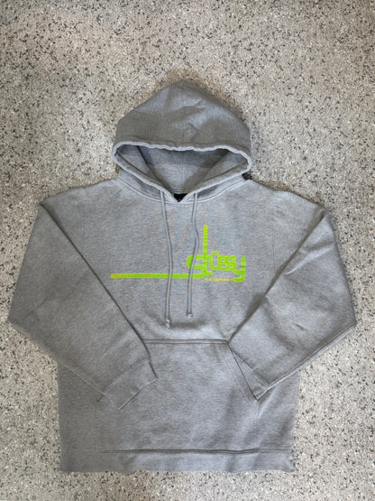 Stussy Graphic Logo Print Hoodie Gray Size M