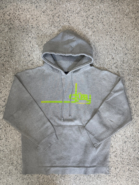 Stussy Graphic Logo Print Hoodie Gray Size M