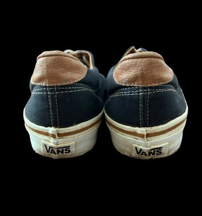 tone 80s Vans Era Style Black Beige Leather 2Tone
