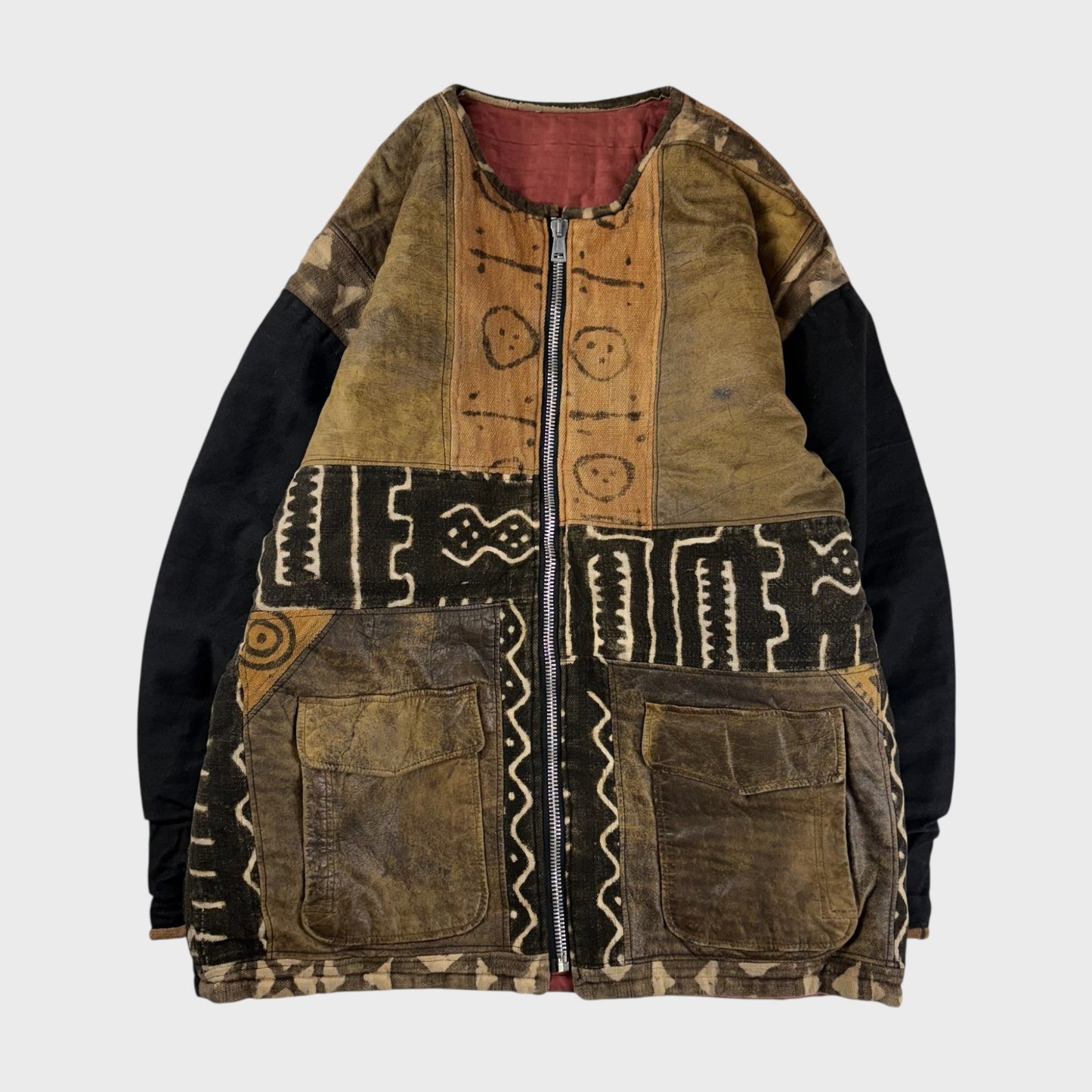 unknown 80s Collarless Jacket Size 2XL