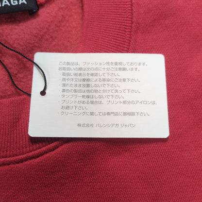 Balenciaga Red Cotton Mini Logo Printed Sweatshirt Size S