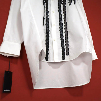 Dsquared2 16SS White Oversized Sheer Palm Tree Shirt Size 40