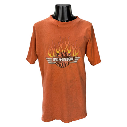 HARLEY DAVIDSON Vintage Cox's Flames Dealer T-Shirt Size L