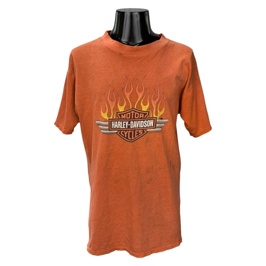HARLEY DAVIDSON Vintage Cox's Flames Dealer T-Shirt Size L