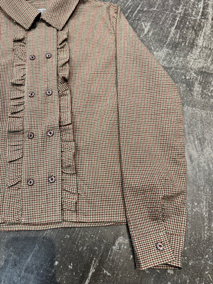 YOUTH BATH Double Button Frill Check Shirt Size S