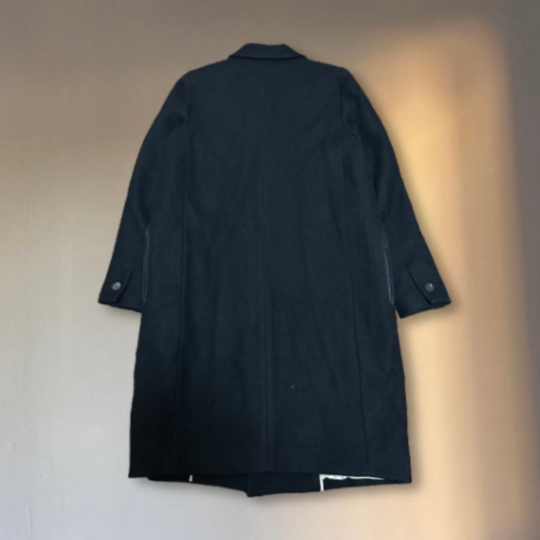 THE RERACS Black Wool Single Breasted Chester Coat
