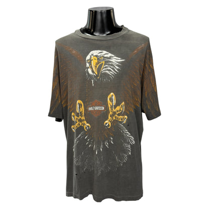 HARLEY-DAVIDSON 80s 3D Eagle All Over Print T-Shirt Size XL