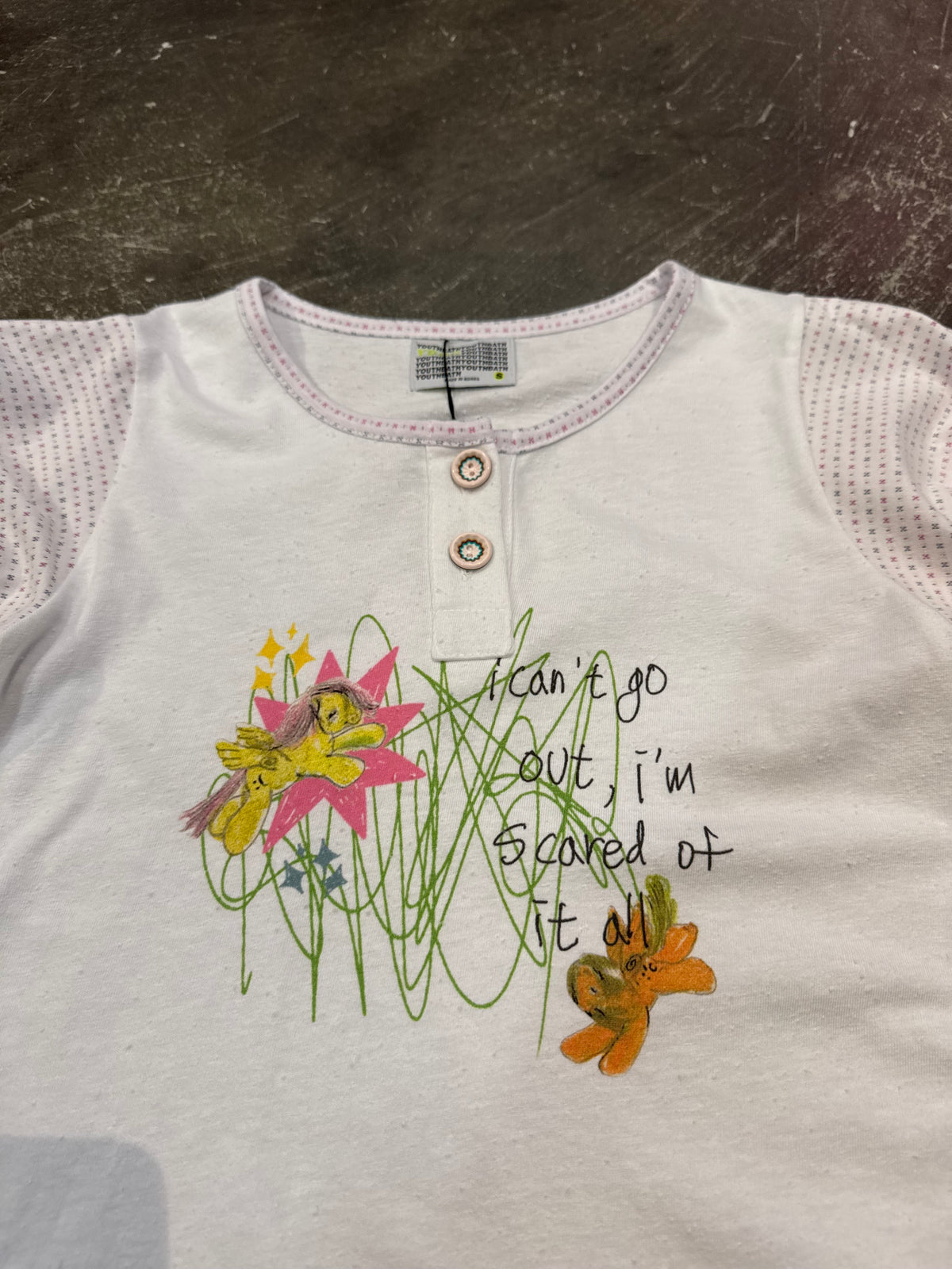 Motka puff henley tee x YOUTH BATH x Motka White Puff Henley T-Shirt Size S