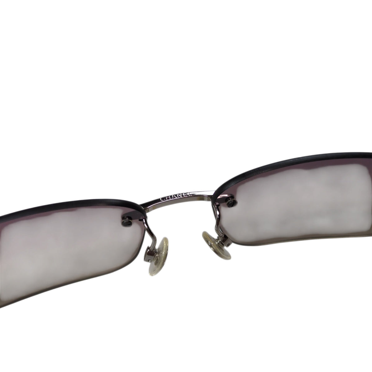 CHANEL Light Stone Rimless Silver Frame Sunglasses