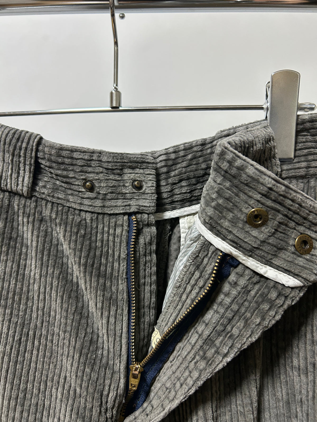 Italian Corduroy Trousers 80s Gray Size S