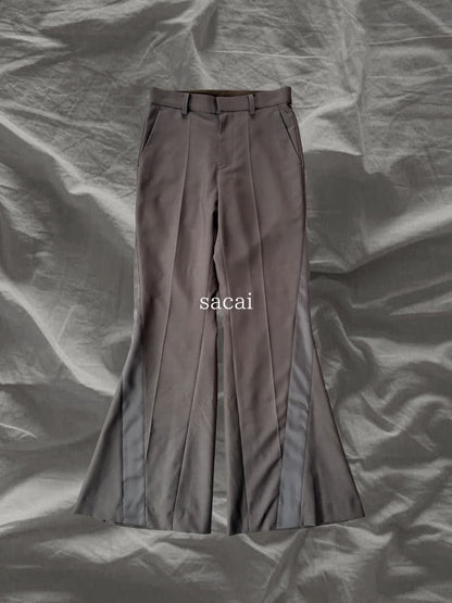 sacai AW23 Polyester Wool Curved Flare Pants Beige Size 1