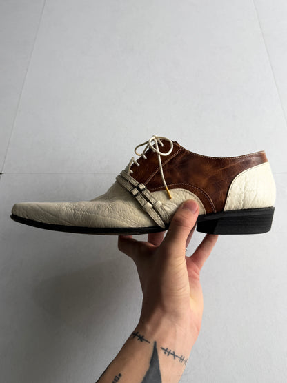 TORNADO MART Two-Tone Pointed Leather Shoes Size S