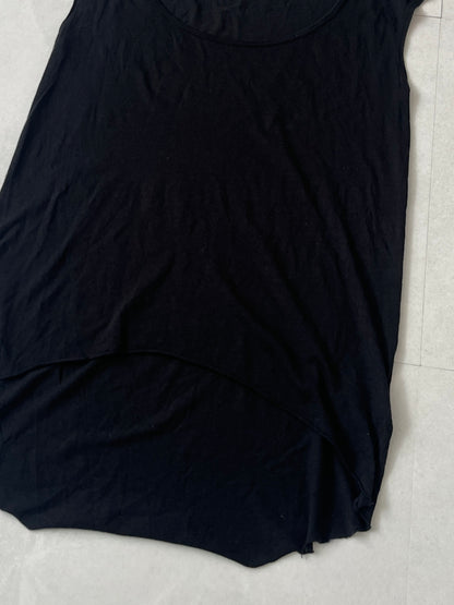 Helmut Lang Black Cotton Rayon Asymmetric Tank Top Size P