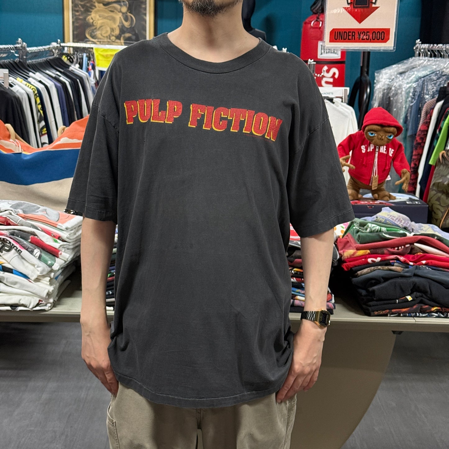 PULP FICTION 90s Movie Logo Double Sided T-Shirt Size XL