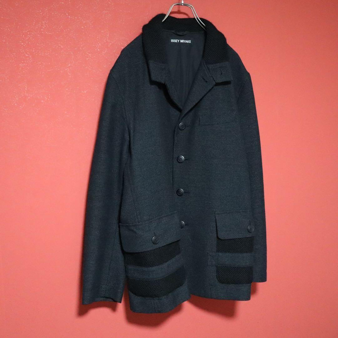 ISSEY MIYAKE MEN 08AW Knit Panel Stand Collar Coat Size 5